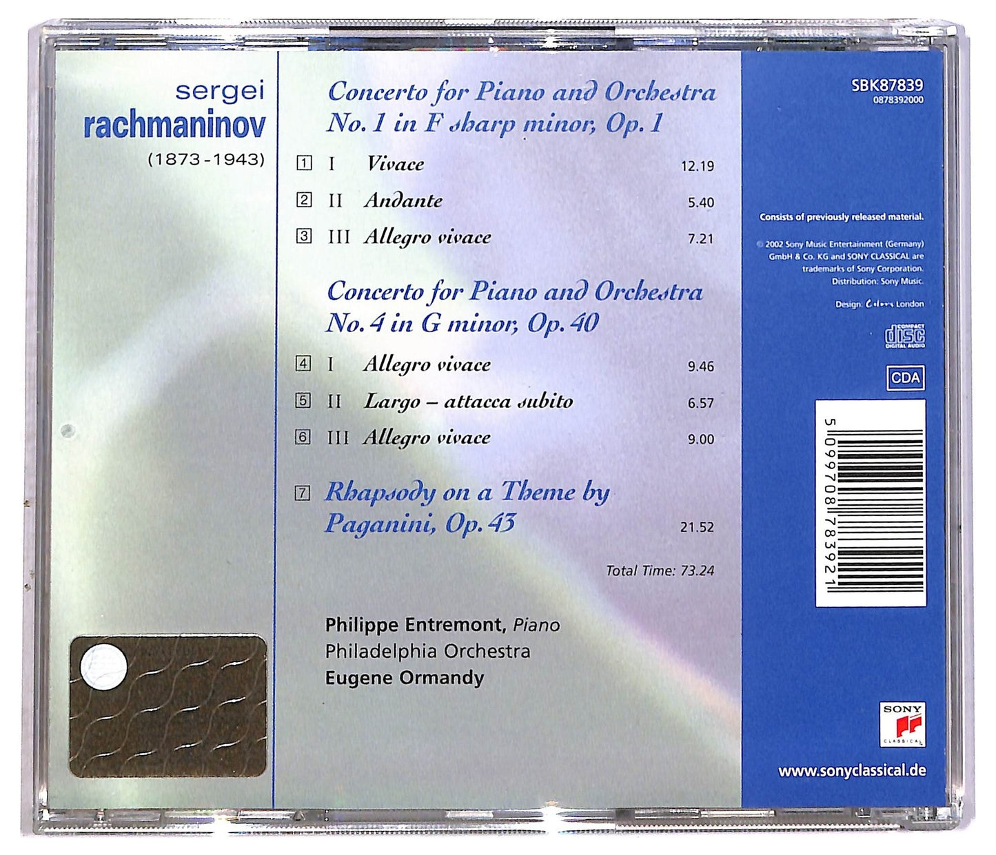 EBOND Rachmaninov - Piano Concertos Nos. 1 & 4 CD CD086528