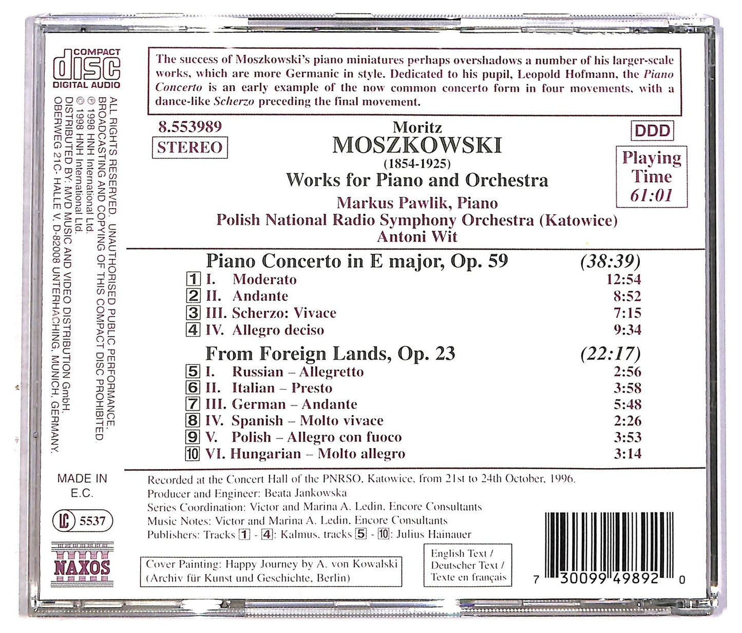 EBOND Moritz Moszkowski - Piano Concerto In E Major CD CD086538