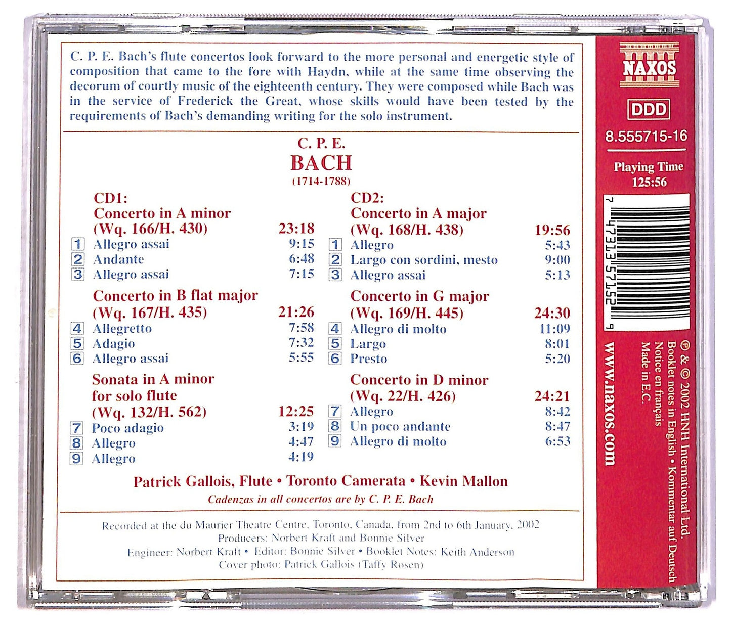 EBOND C.P.E. Bach - Complete Flute Concertos CD CD086550