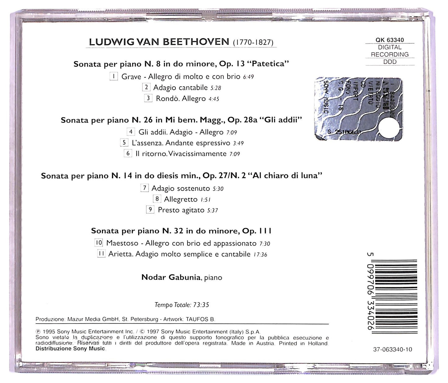 EBOND Beethoven - le grandi sonate per pianoforte - al chiaro di luna CD CD087139