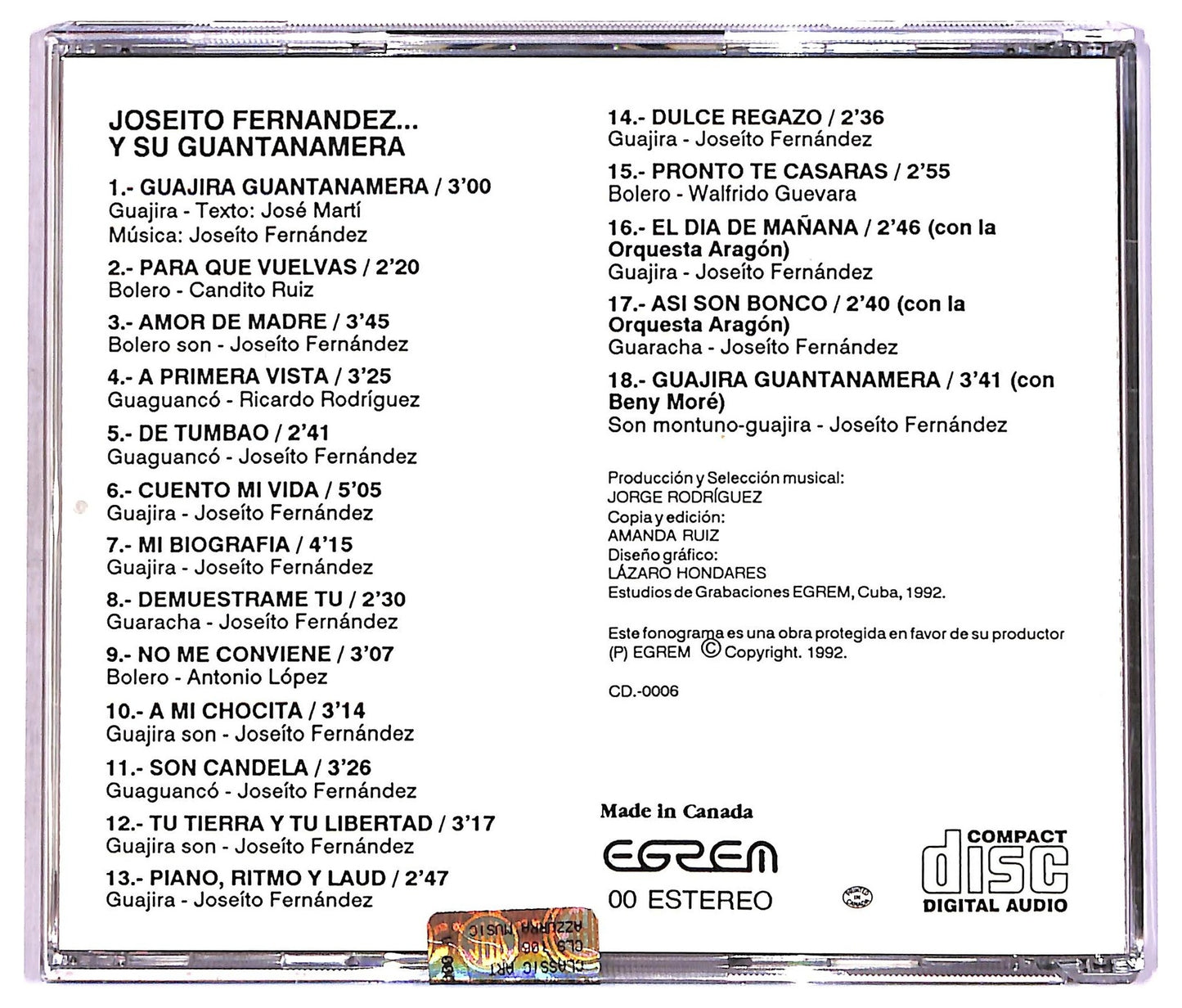 EBOND Joseito Fernandez - ... Y Su Guantanamera CD CD087159