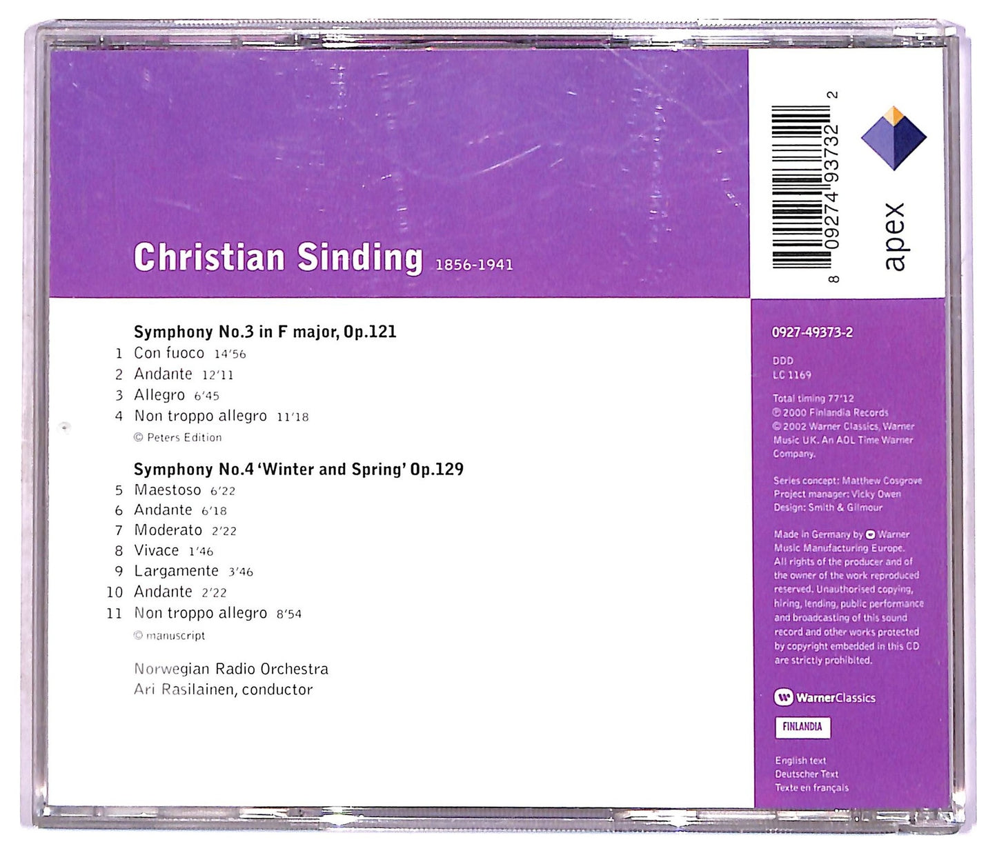 EBOND Sinding - Symphonies Nos. 3 & 4 CD CD087213