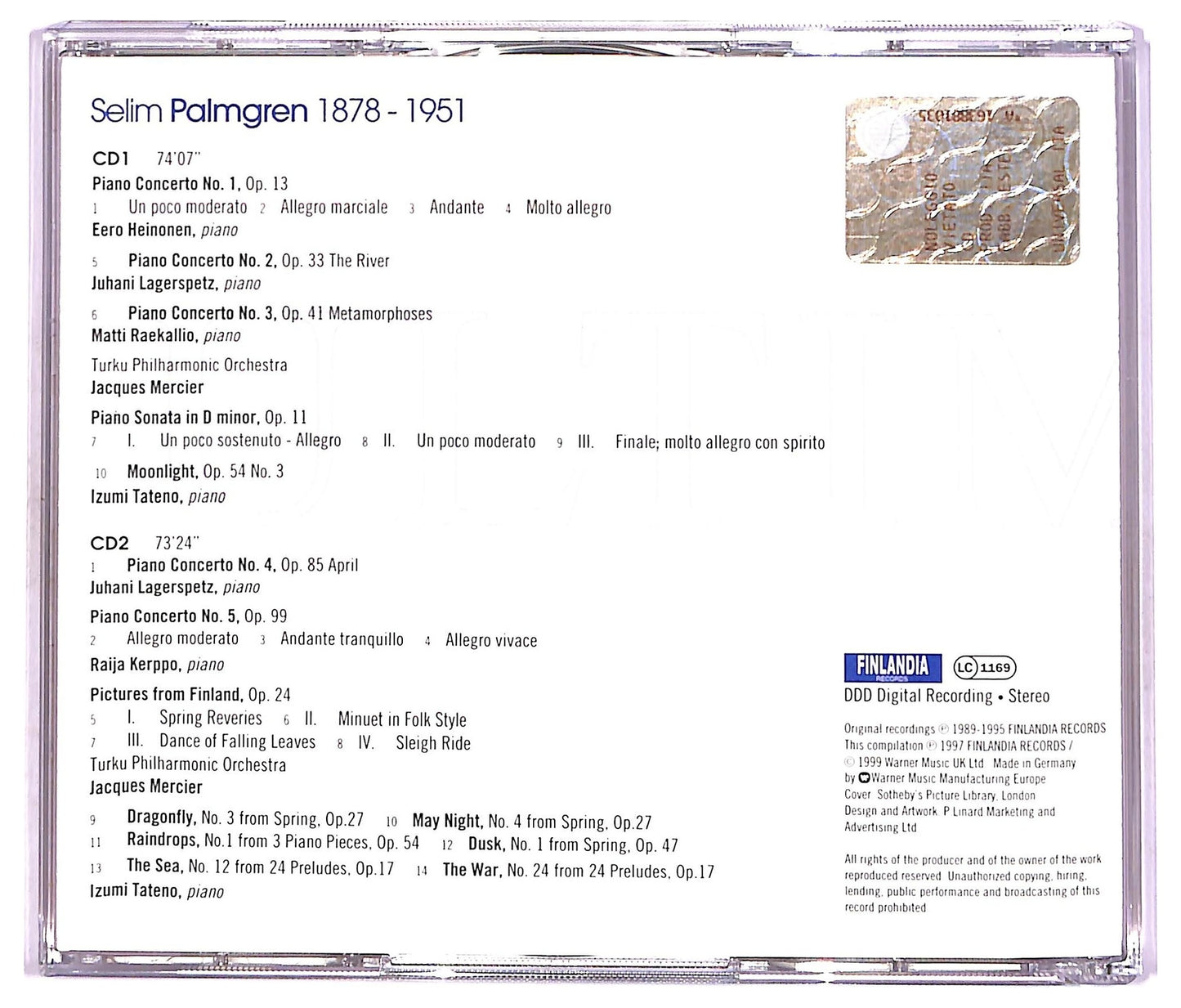 EBOND Palmgren Turku Philharmonic Orchestra - Piano Concertos Nos 1-5 CD CD087215