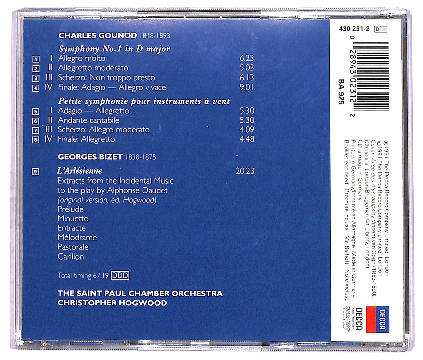 EBOND Bizet Gounod - L'Arlesienne Petite Symphonie Symphony No.1 CD CD087229