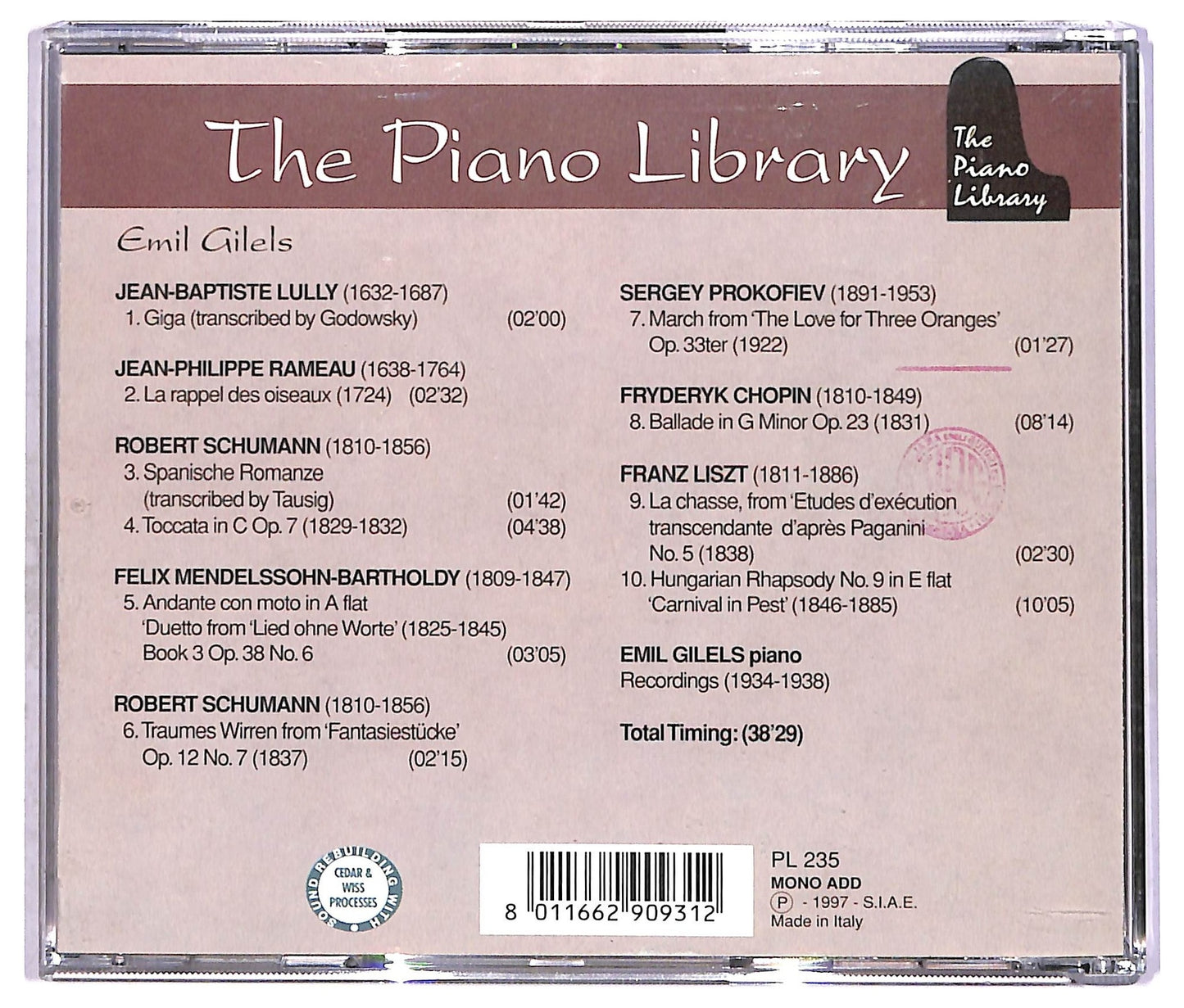 EBOND Emil Gilels - The First Russian Recordings (1934-1938) CD CD087236