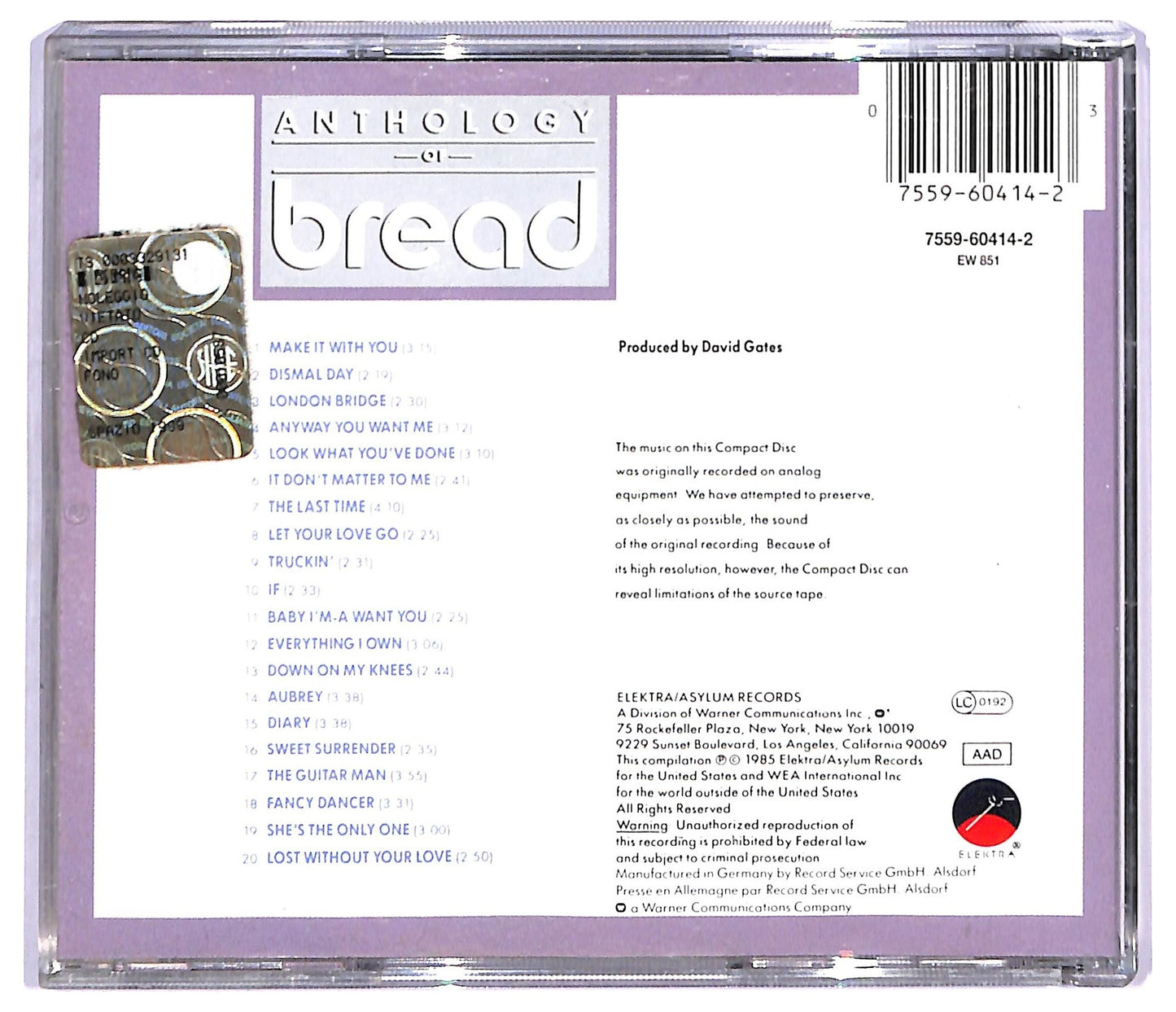 EBOND Bread - Anthology Of Bread CD CD087625