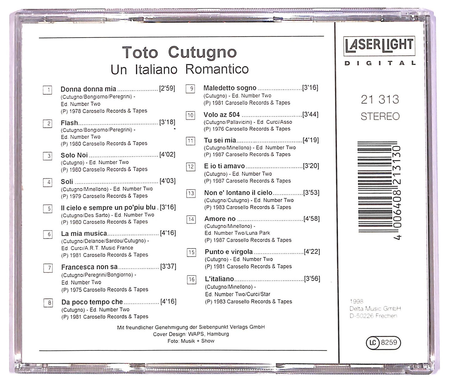 EBOND Toto Cutugno - Un Italiano Romantico CD CD087934