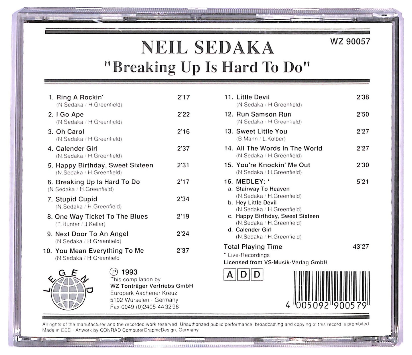 EBOND Neil Sedaka - Breaking Up Is Hard To Do CD CD088055