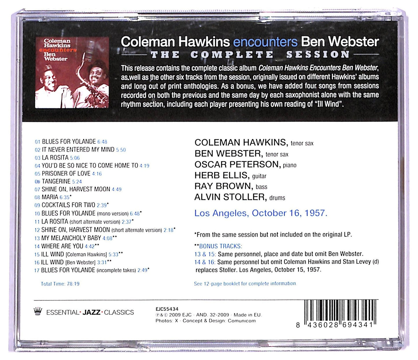 EBOND Coleman Hawkins Ben Webster - The Complete Session CD CD088059