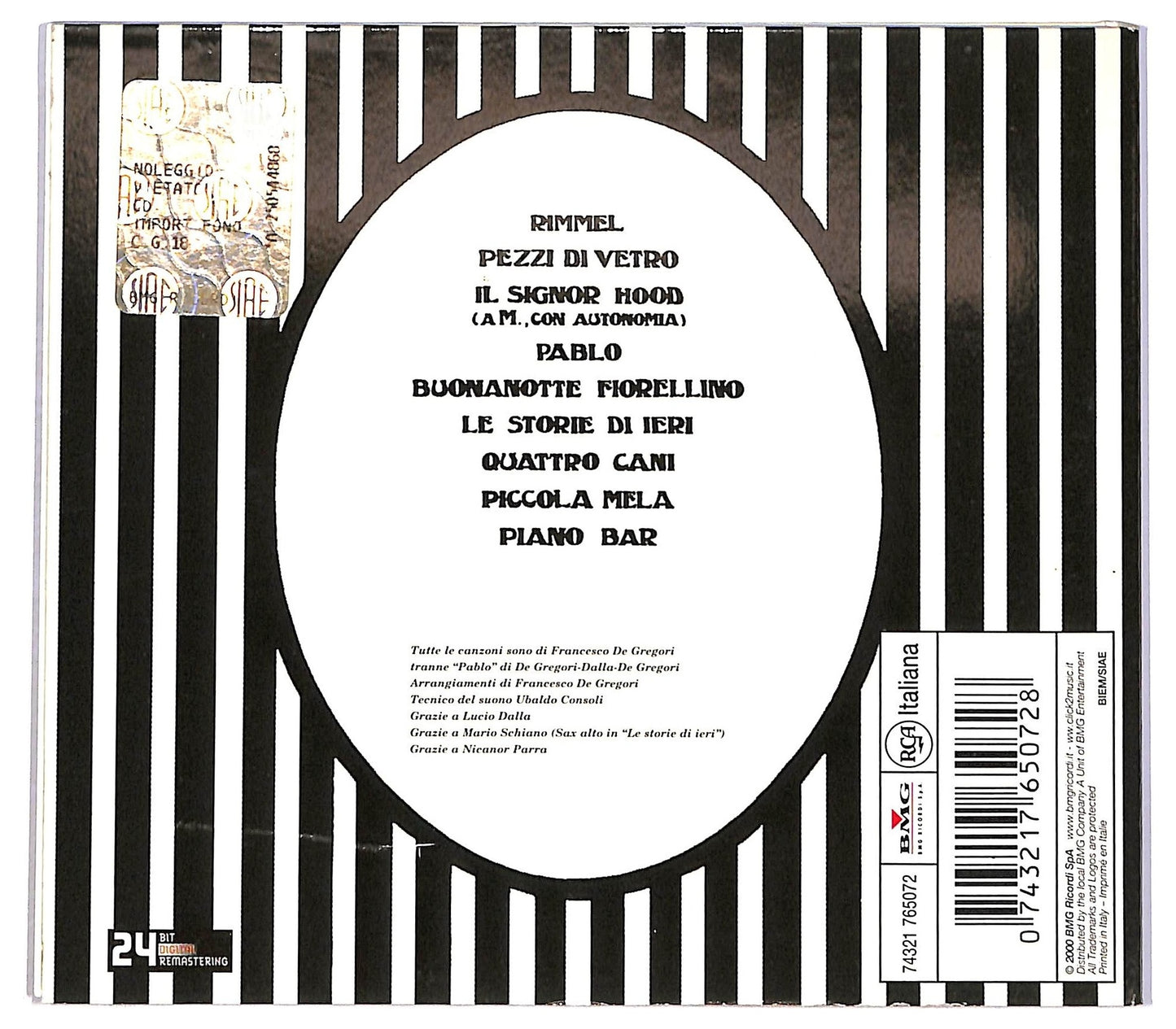EBOND Francesco De Gregori - Rimmel CD CD088213
