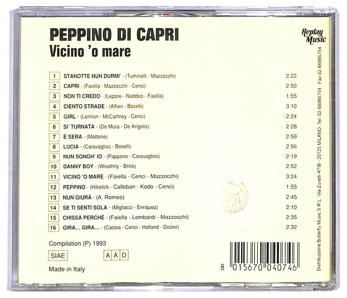 EBOND Peppino Di Capri - Vicino 'O Mare CD CD088522