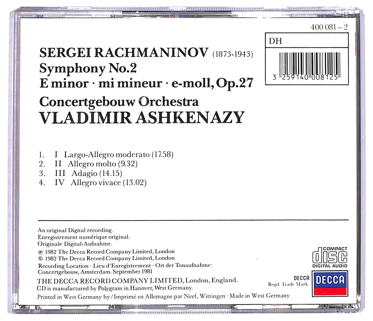 EBOND Rachmaninov - Symphony No.2 CD CD088736