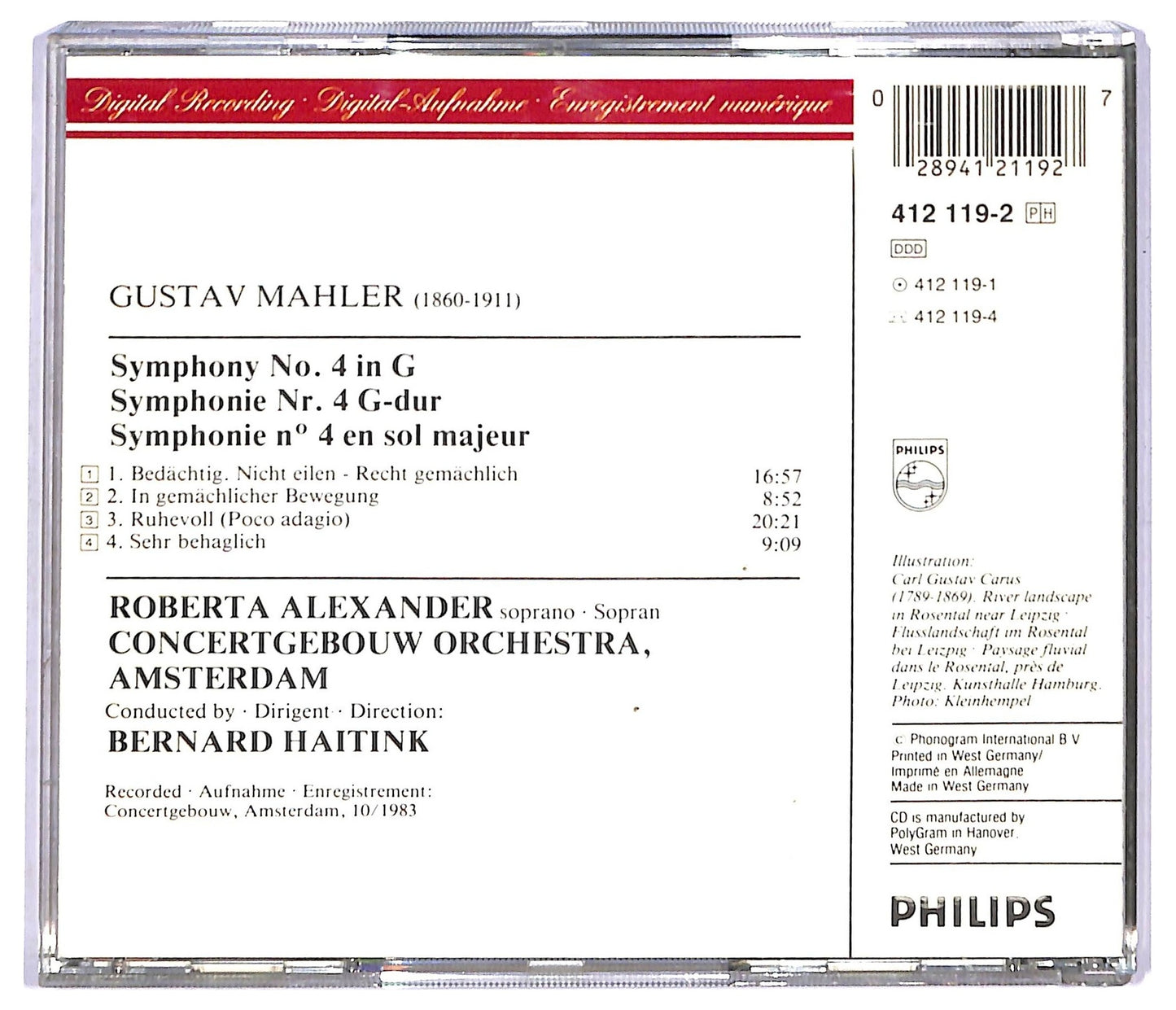 EBOND Mahler - Symphony No. 4 CD CD088859