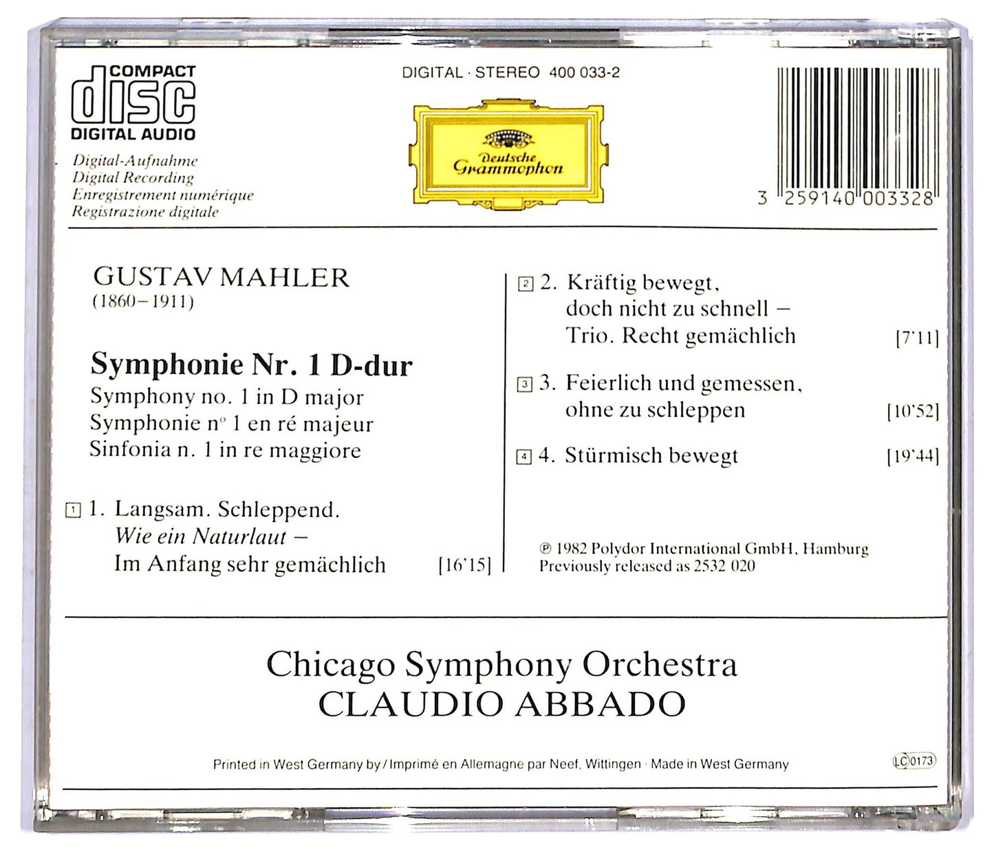 EBOND Mahler - Symphonie No. 1 CD CD088863
