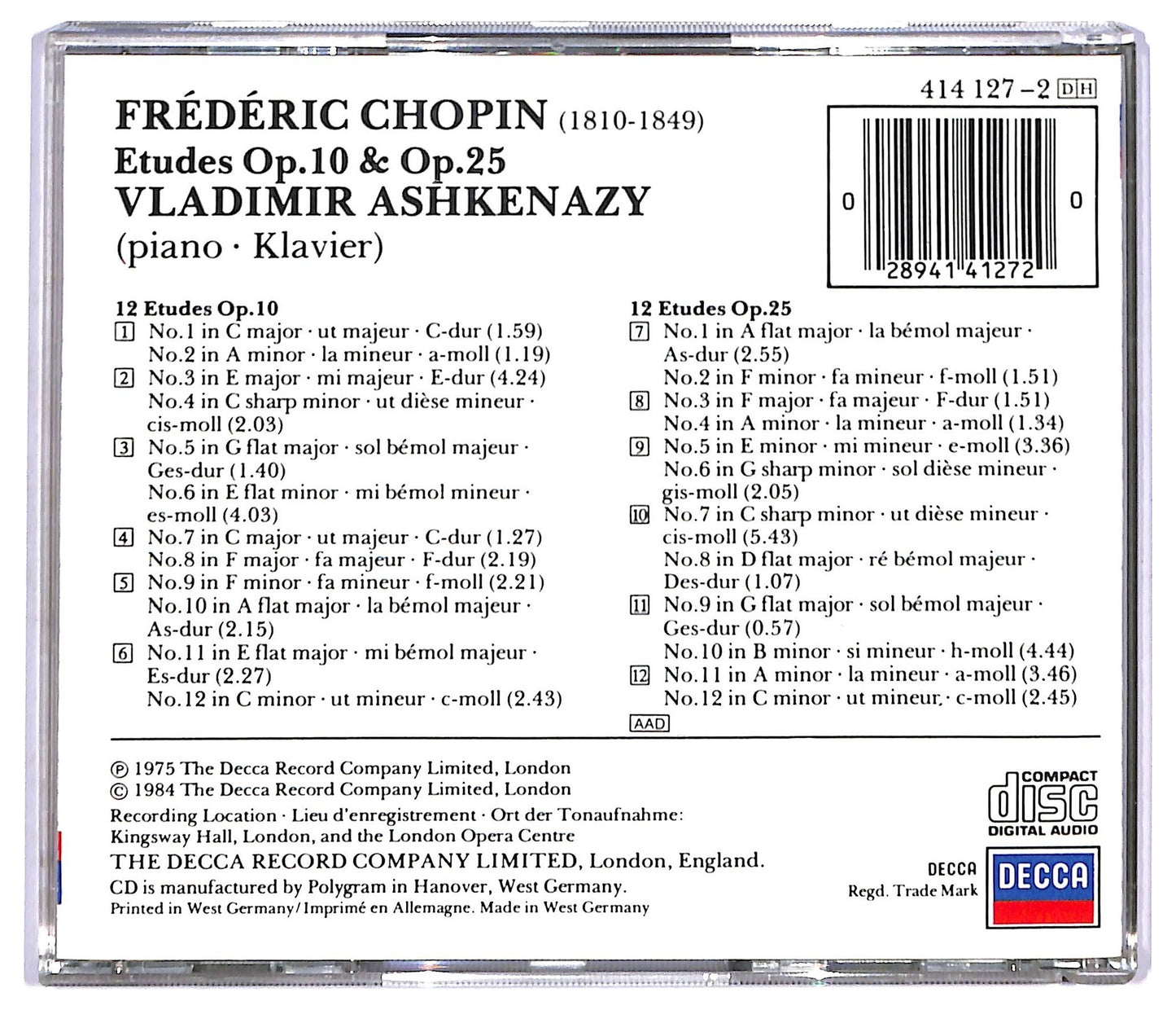 EBOND Chopin Vladimir Ashkenazy - Etudes CD CD088903