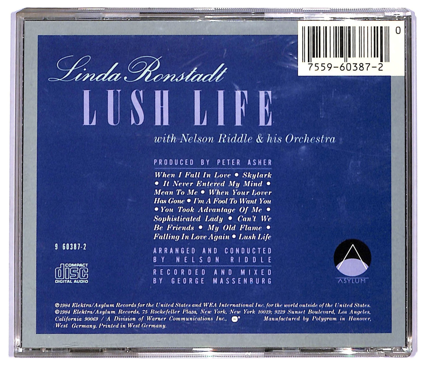 EBOND Linda Ronstadt With Nelson Riddle - Lush Life CD CD089003
