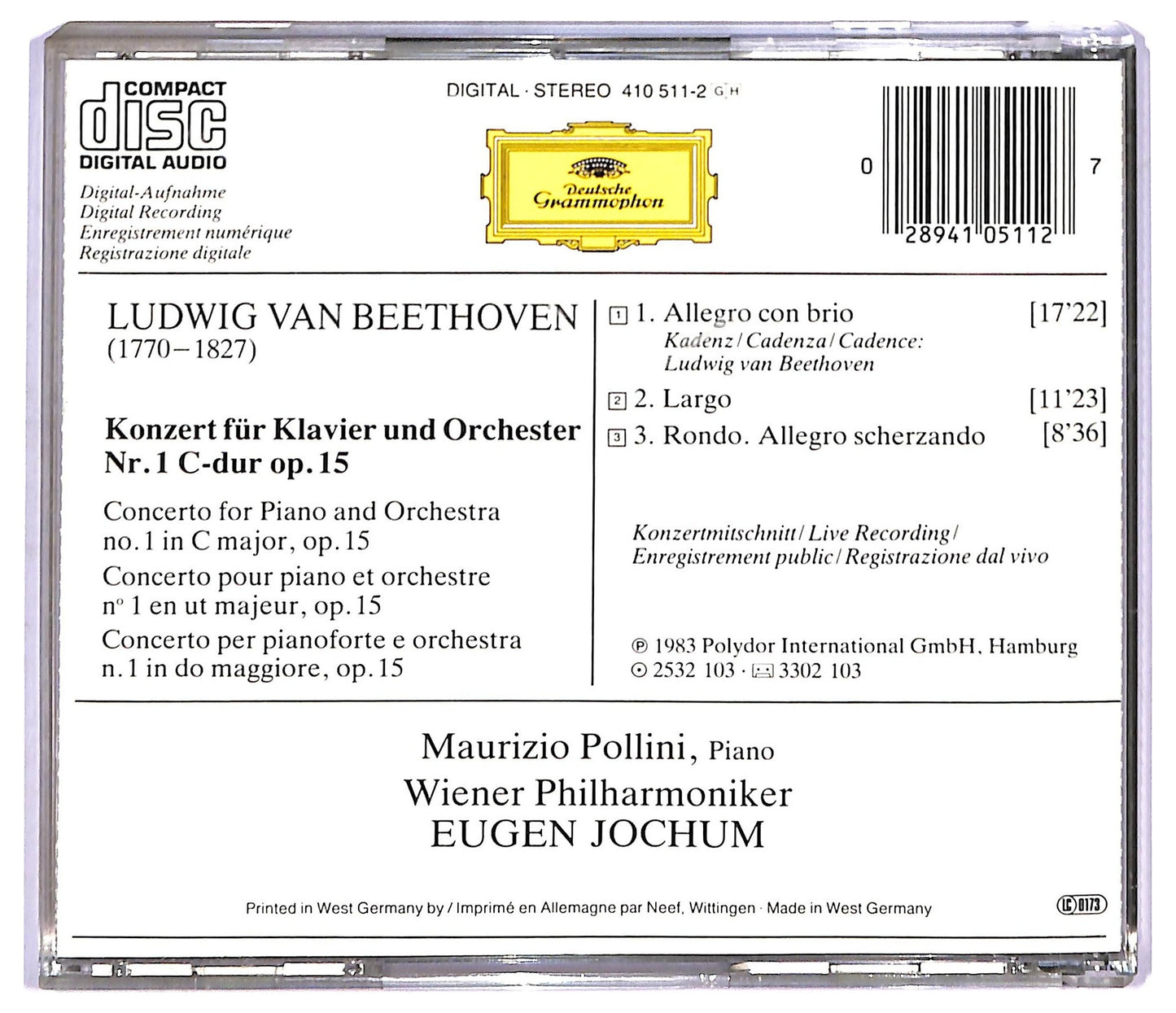 EBOND Ludwig van Beethoven - Klavierkonzert · Piano Concerto No. 1 CD CD089019