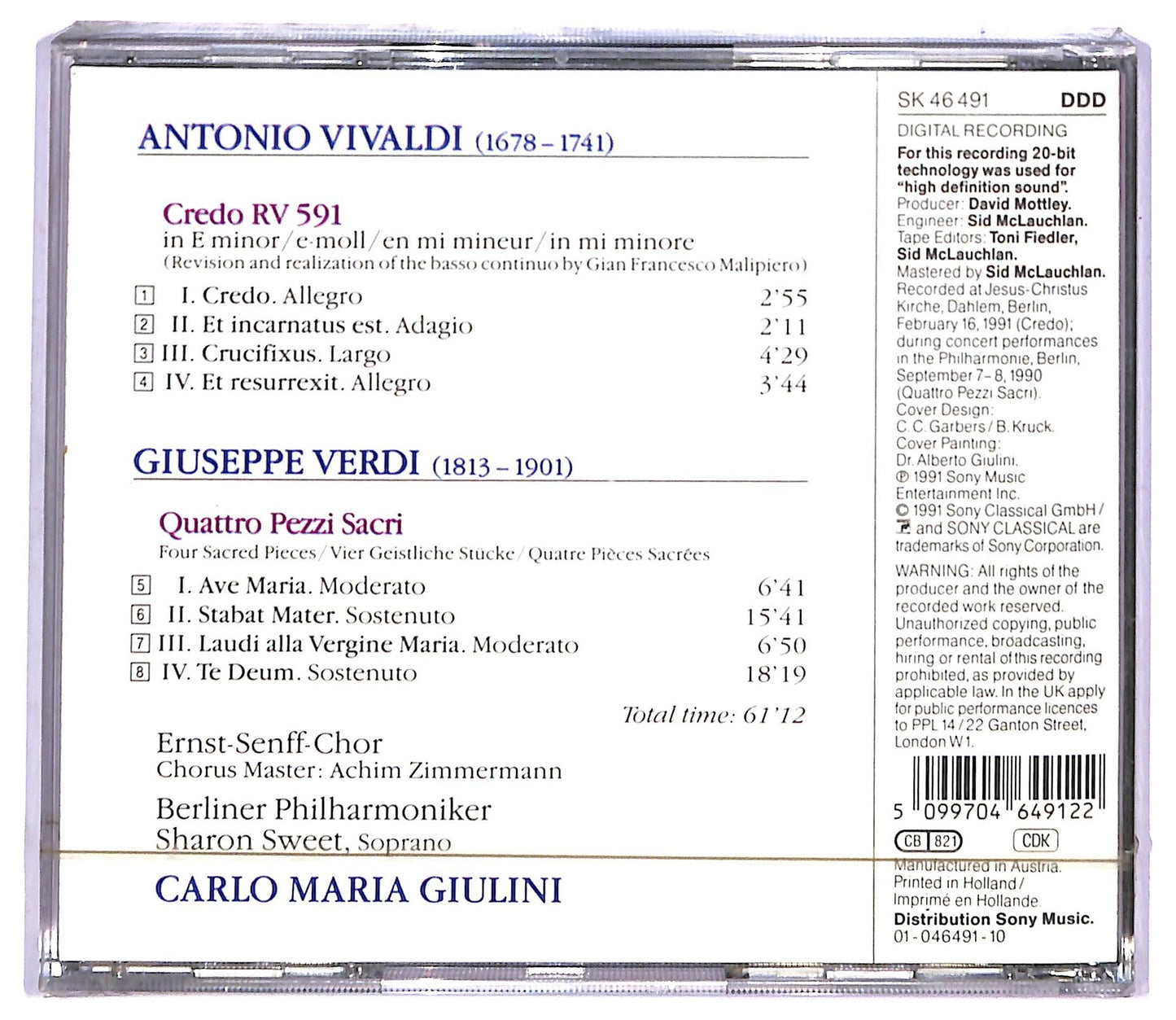 EBOND Verdi Vivaldi Sharon Sweet - Quattro Pezzi Sacri Credo CD CD089020