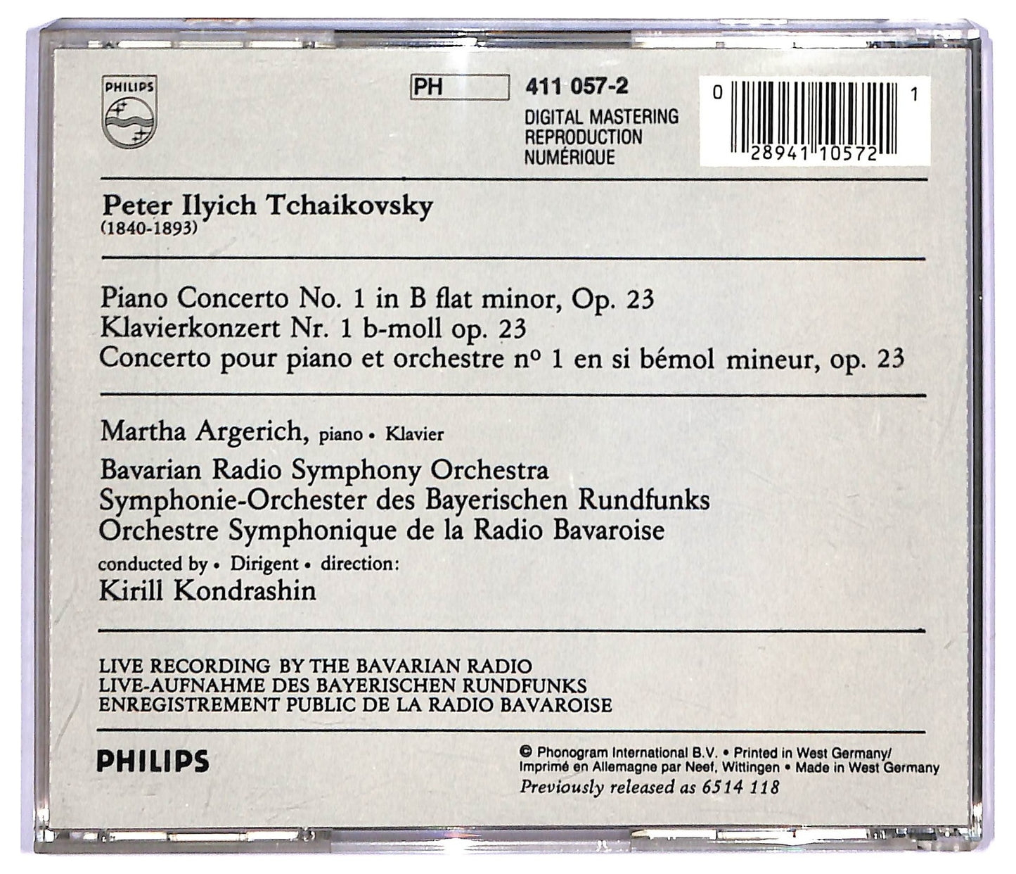 EBOND Tchaikowsky - Klavierkonzert Nr. 1 Piano Concerto No. 1 CD CD089032