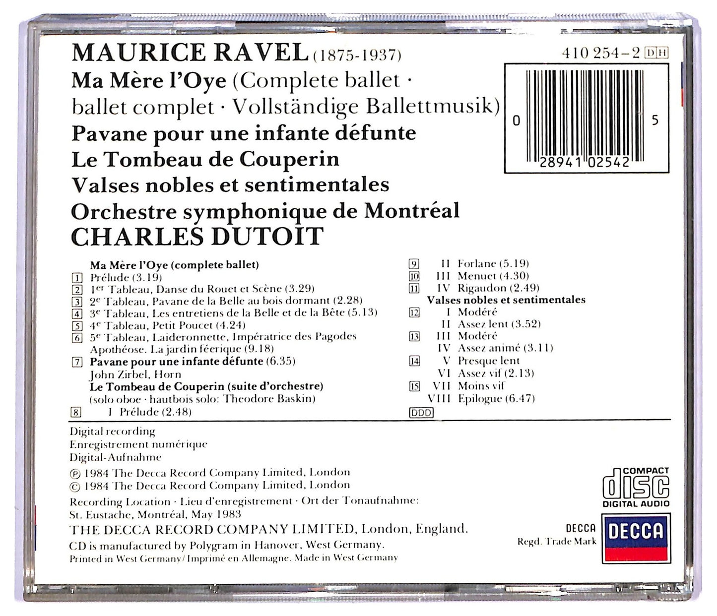 EBOND Ravel - Ma Mere L'Oye CD CD089033