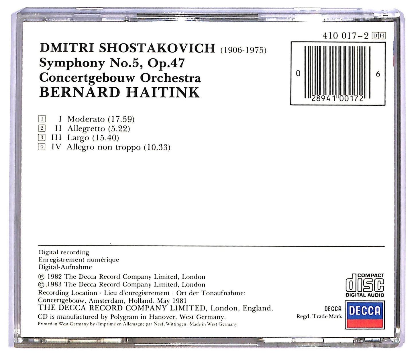 EBOND Shostakovich - Symphony No.5 CD CD089036