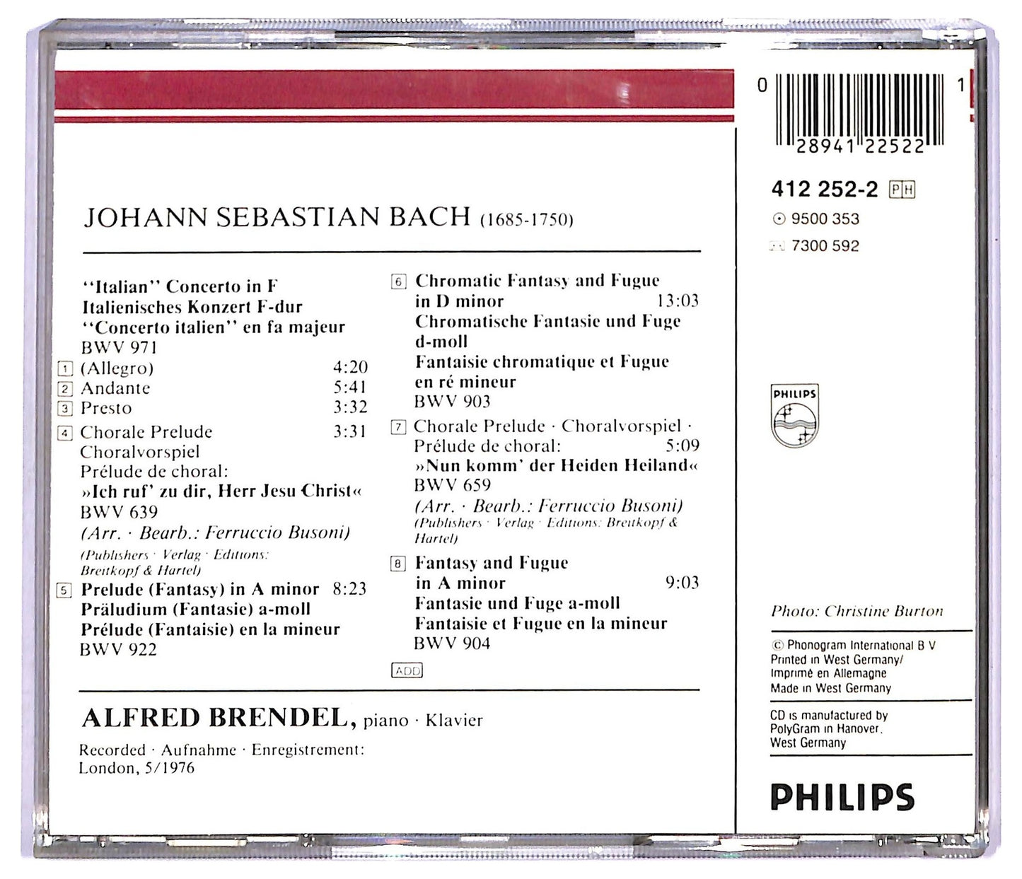 EBOND Bach - Italienisches Konzert BWV 971 CD CD089037