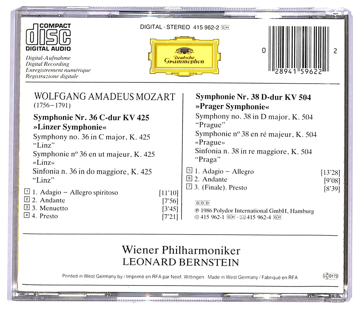 EBOND Mozart - Symphonien No. 36 Linzer · No. 38 Prager CD CD089053