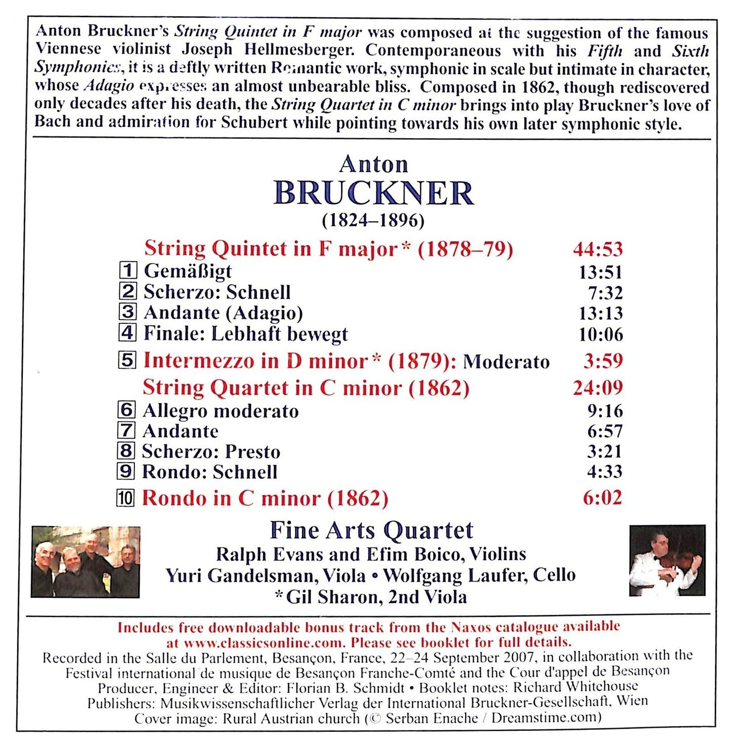 EBOND Bruckner - String Quintet In F Major String Quartet In C Minor CD CD089525