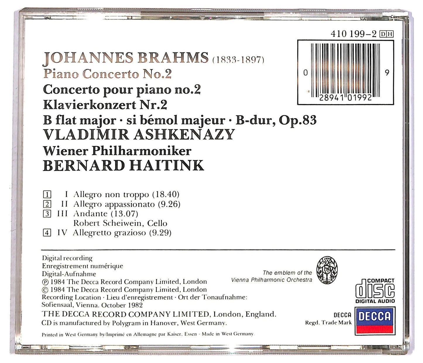 EBOND Brahms - Piano Concerto No. 2 CD CD089640