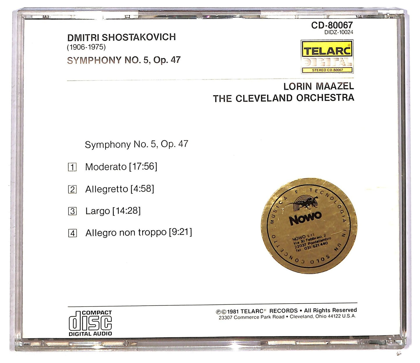 EBOND Shostakovich - Symphony No. 5, Op. 47 CD CD089725