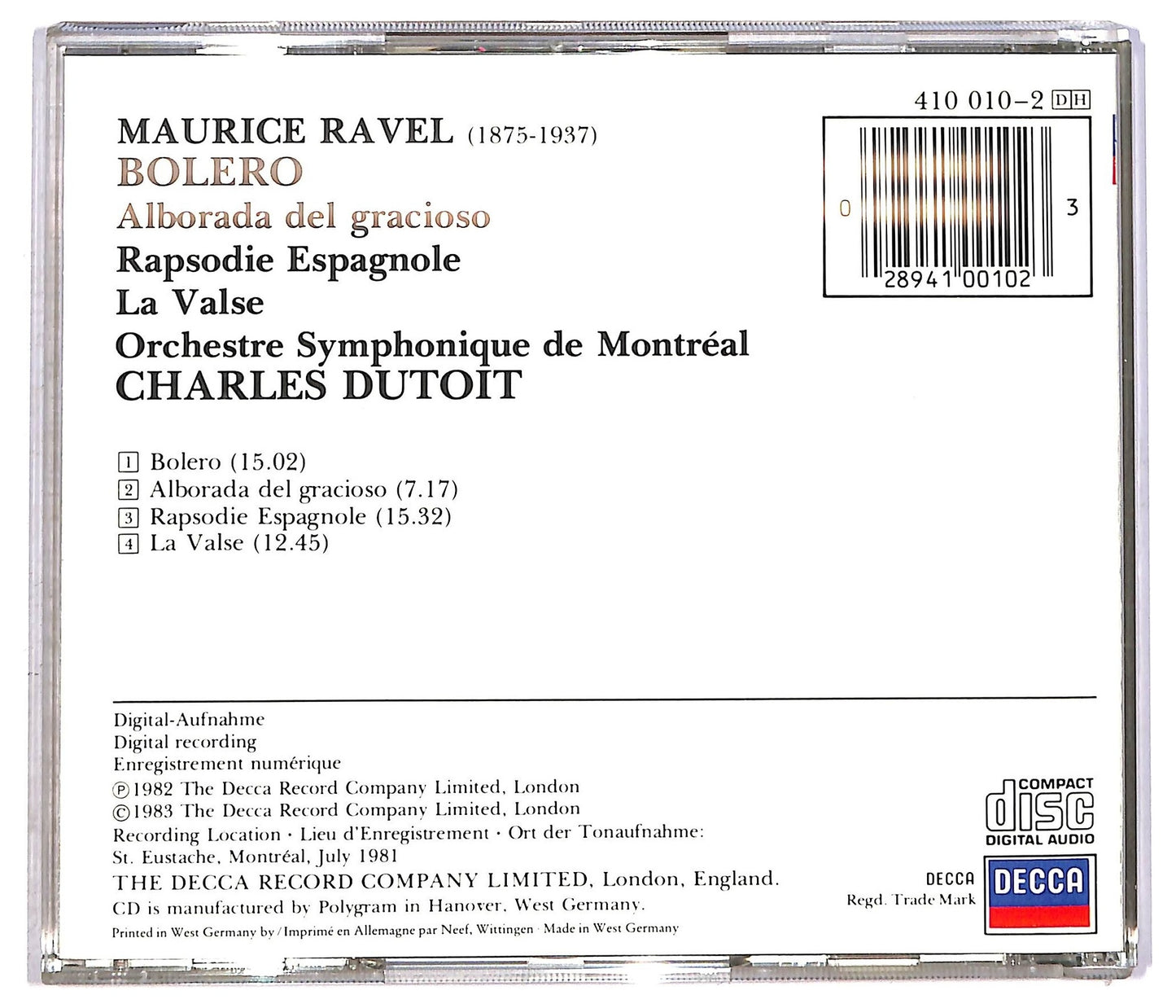 EBOND Ravel - Bolero Rapsodie Espagnole CD CD089804