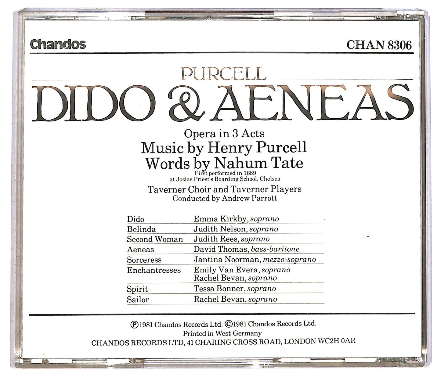 EBOND Purcell - Dido & Aeneas CD CD089807