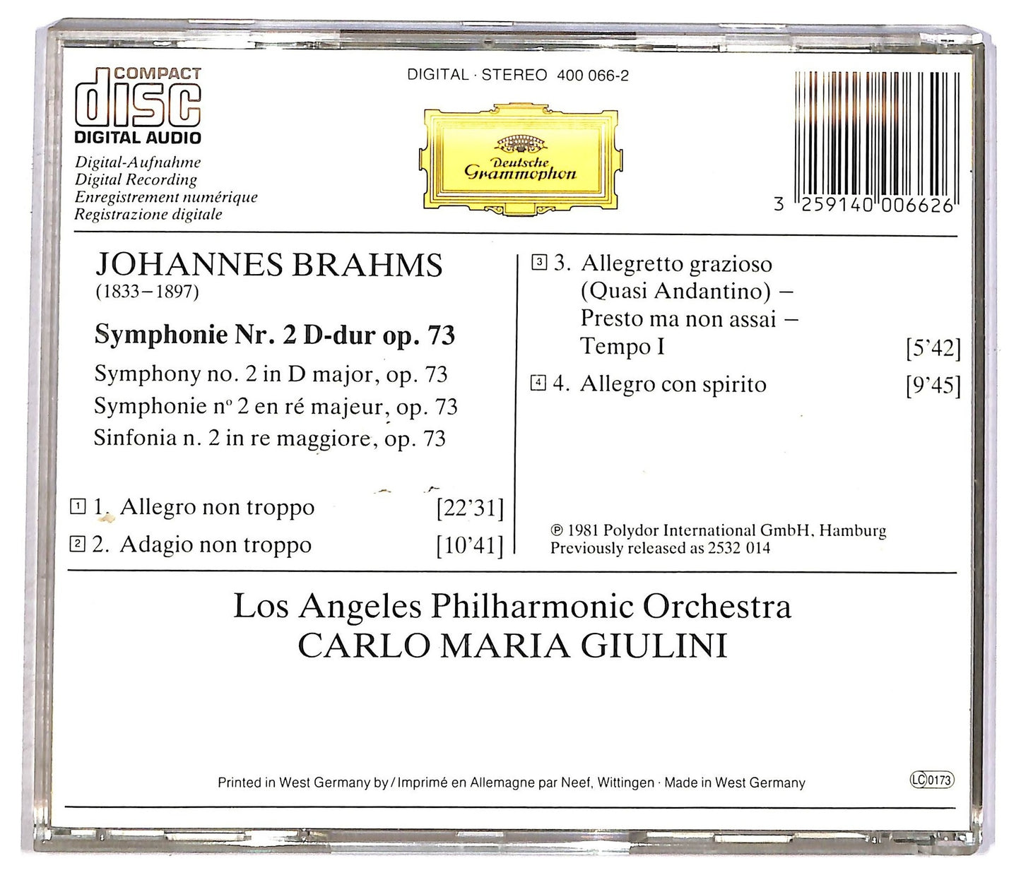 EBOND Brahms - Symphonie No. 2 CD CD089812