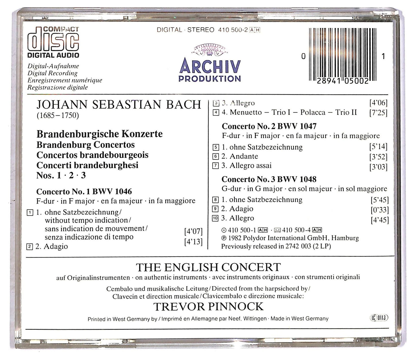 EBOND Bach - Brandenburgische Konzerte 1 2 3 CD CD089822