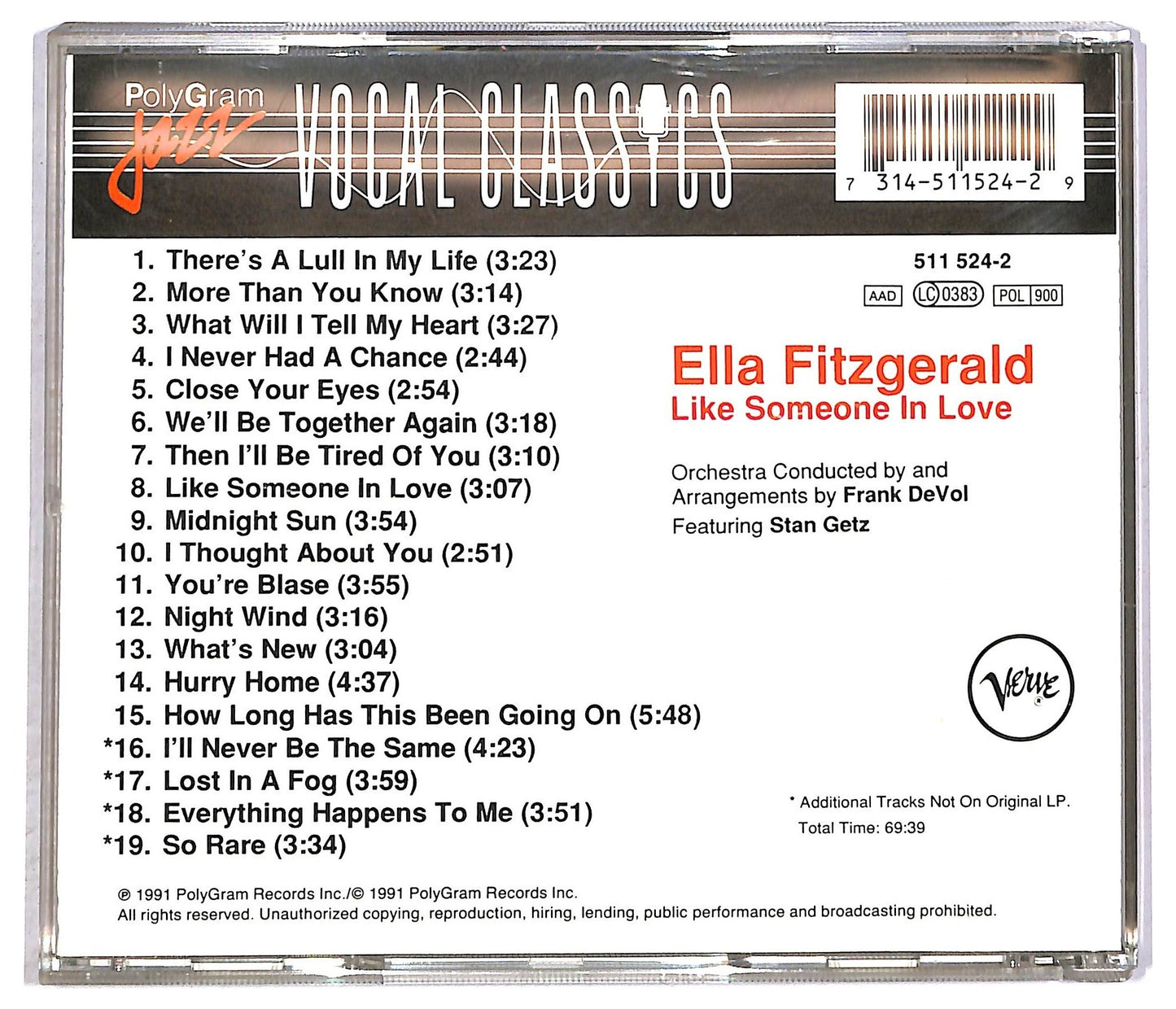 EBOND Ella Fitzgerald - Like Someone In Love CD CD089835