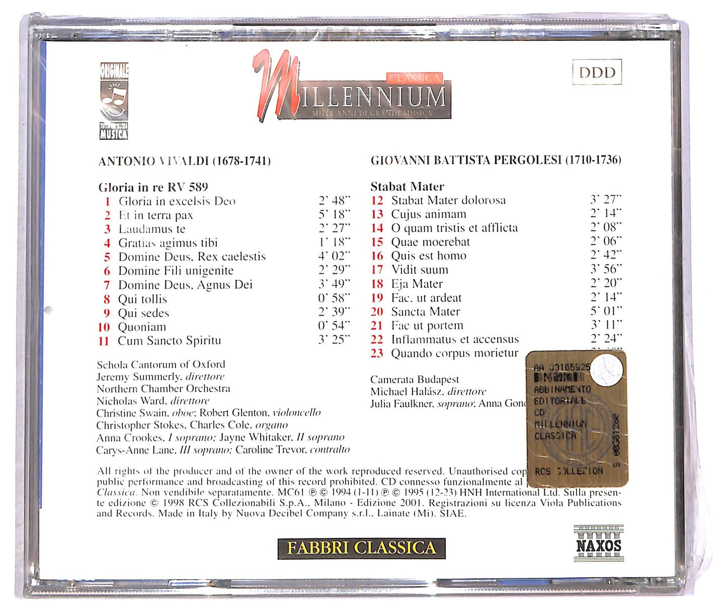 EBOND Vivaldi Pergolesi - Gloria RV 589 Stabat Mater CD CD089845