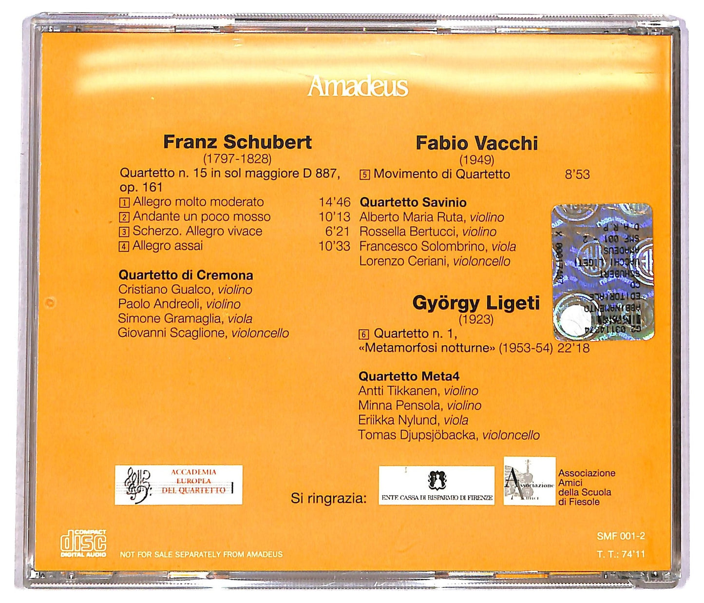 EBOND Schubert Fabio Vacchi - Quartetti n.15 n.1 CD CD089851