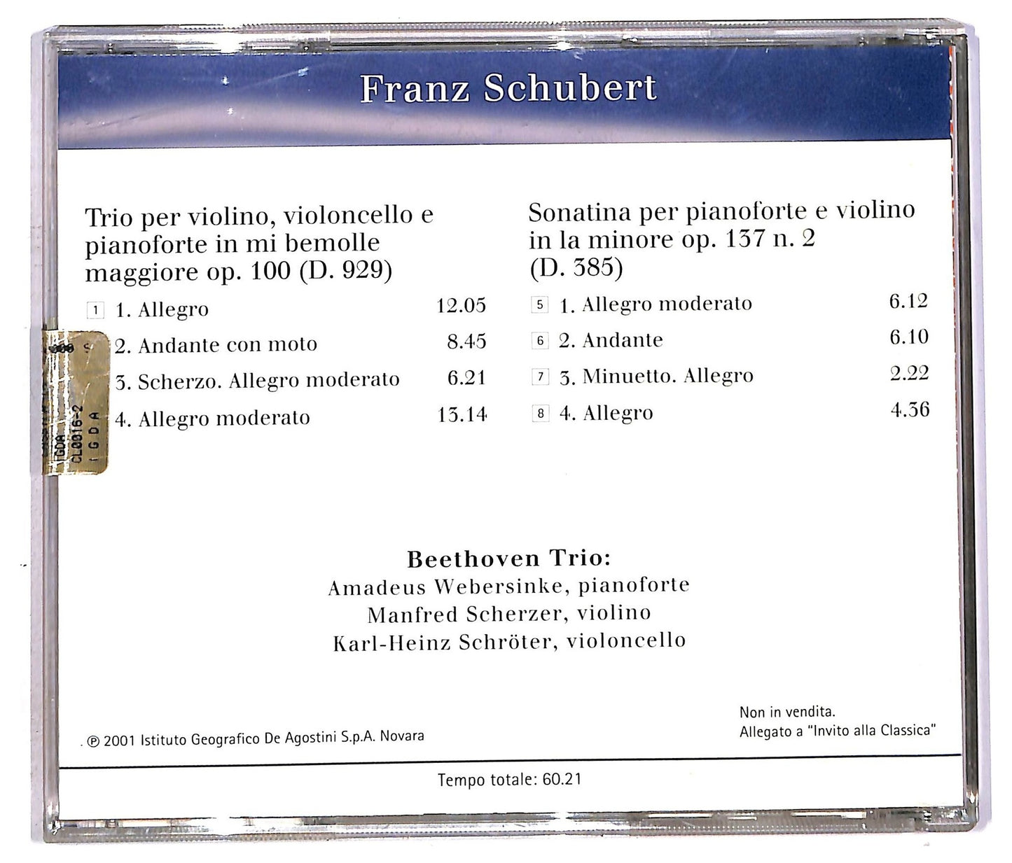 EBOND Schubert - Trio Op. 100 Sonatina Op. 137 N. 2 CD CD089852