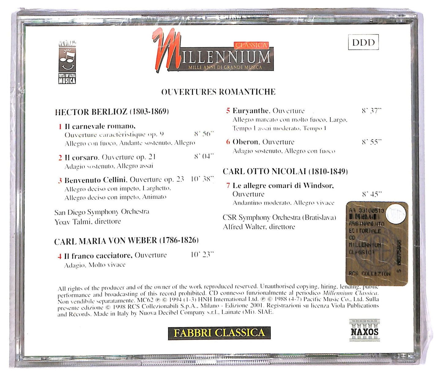 EBOND Berlioz Weber Nicolai - Ouvertures Romantiche CD CD089859