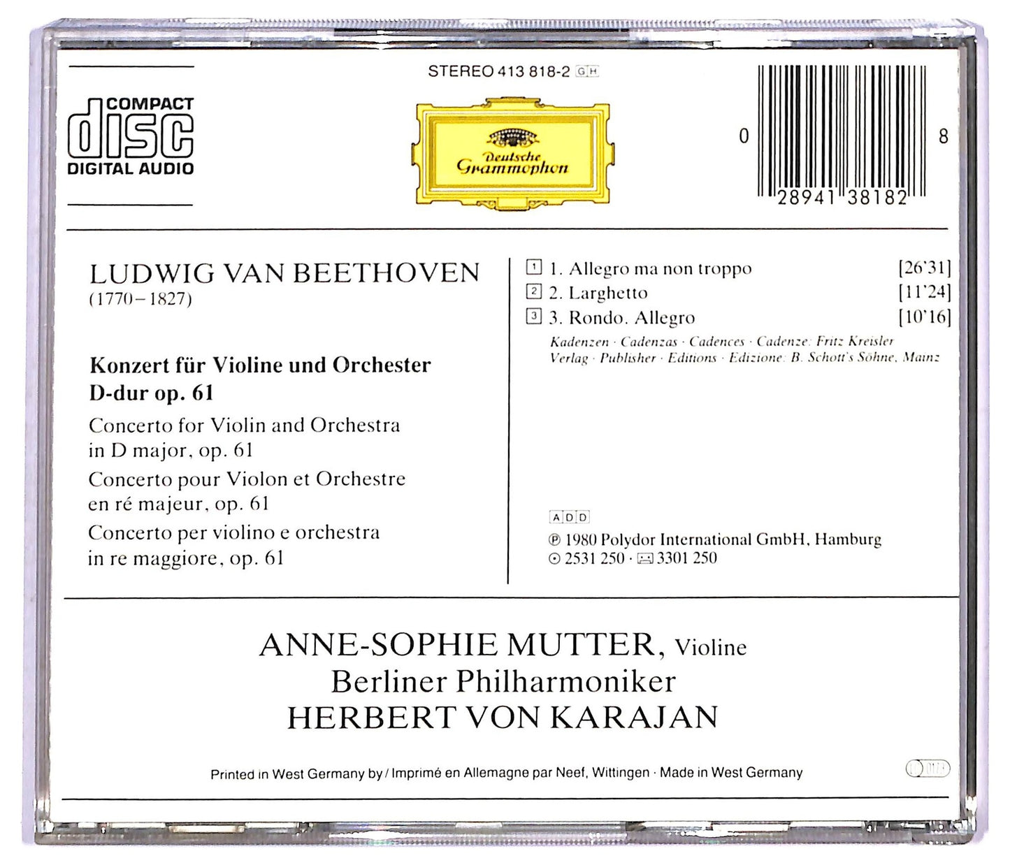EBOND Beethoven - Violinkonzert Concerto Pour Violon CD CD089901