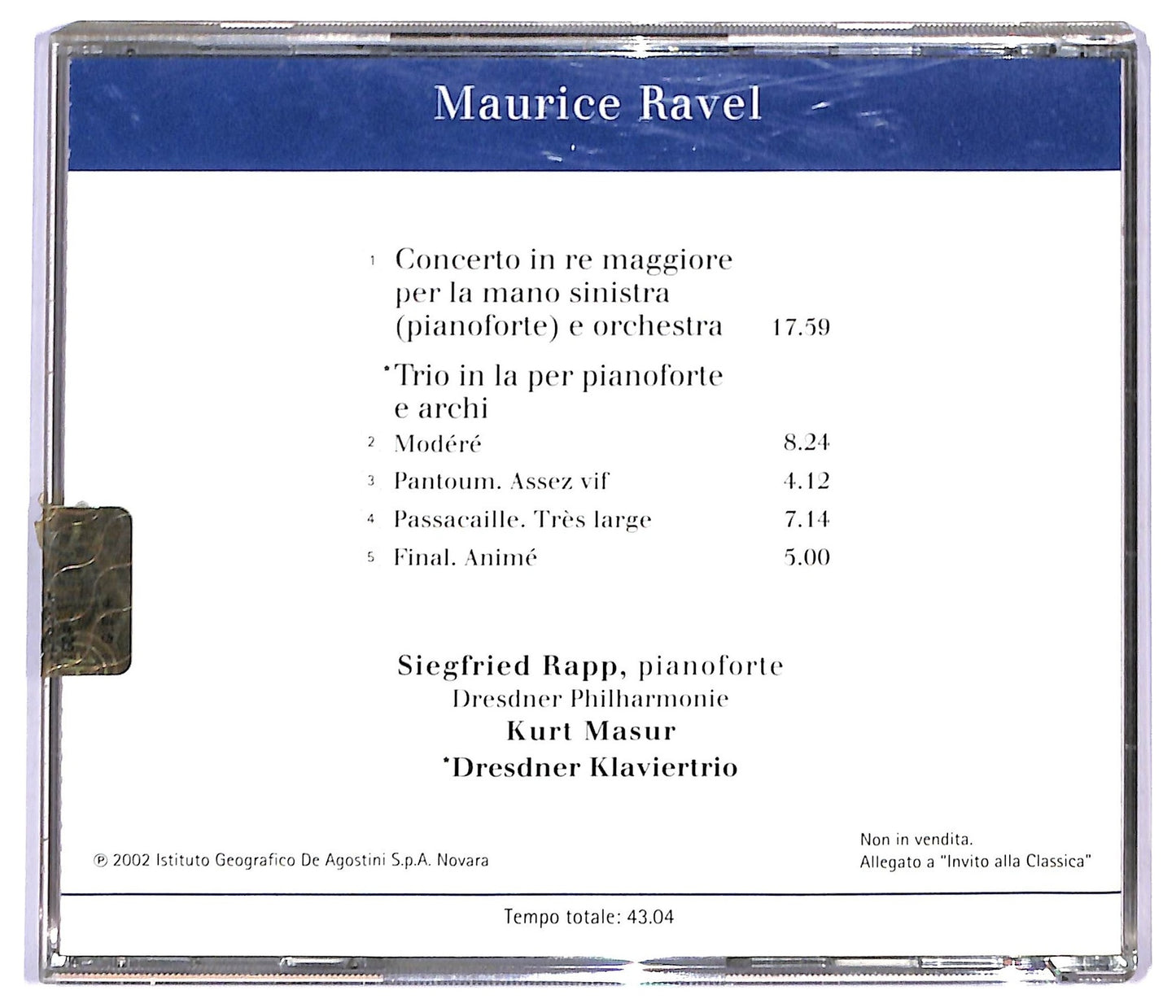 EBOND Ravel - Concerto Per La Mano Sinistra / Trio Per Pianoforte E Archi CD CD090016