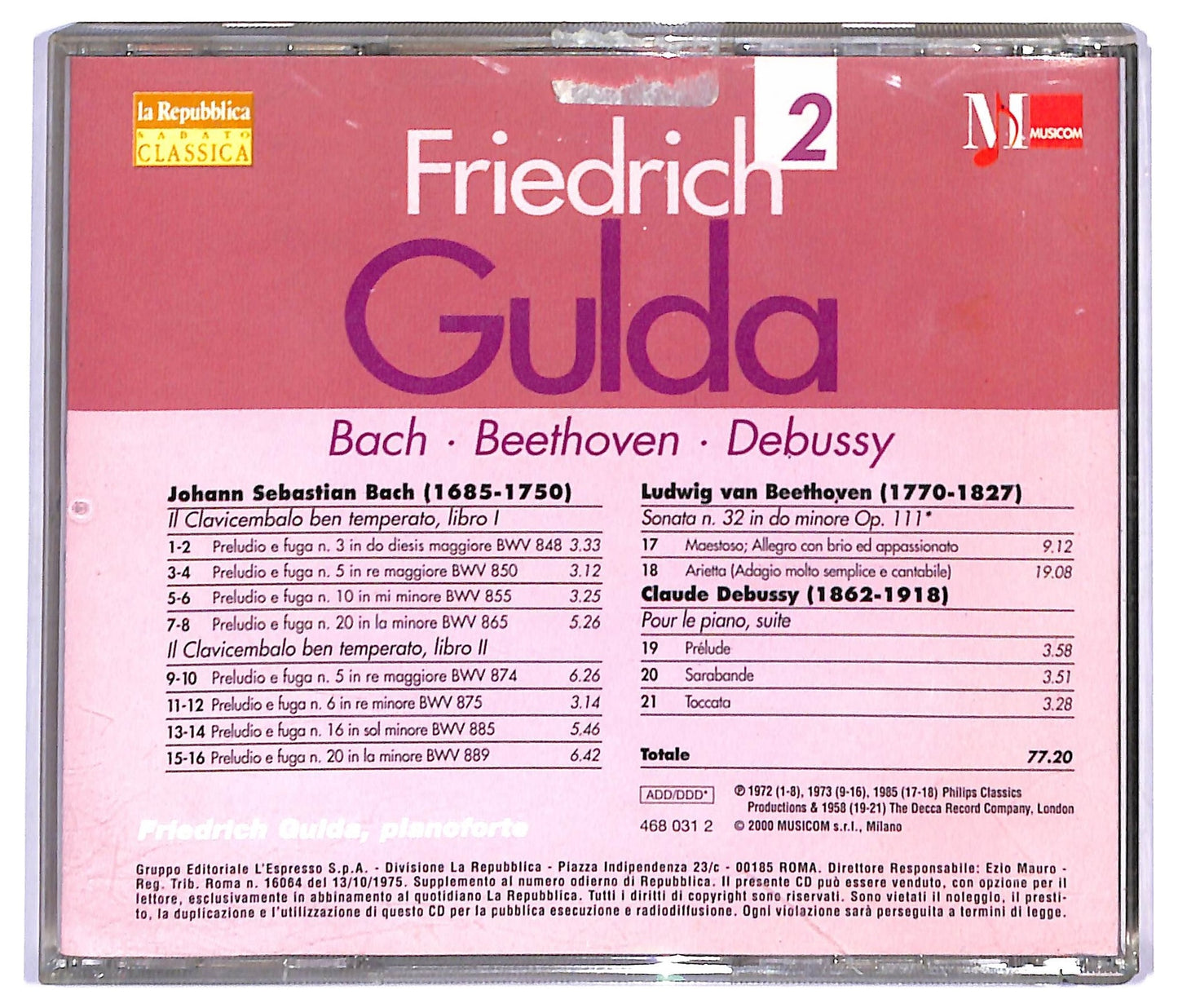 EBOND Friedrich Gulda - Bach - Beethoven - Debussy CD CD090039