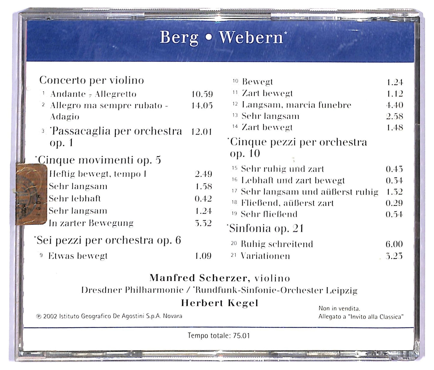 EBOND Berg Webern - Concerto Per Orchestra Opere Orchestrali CD CD090059