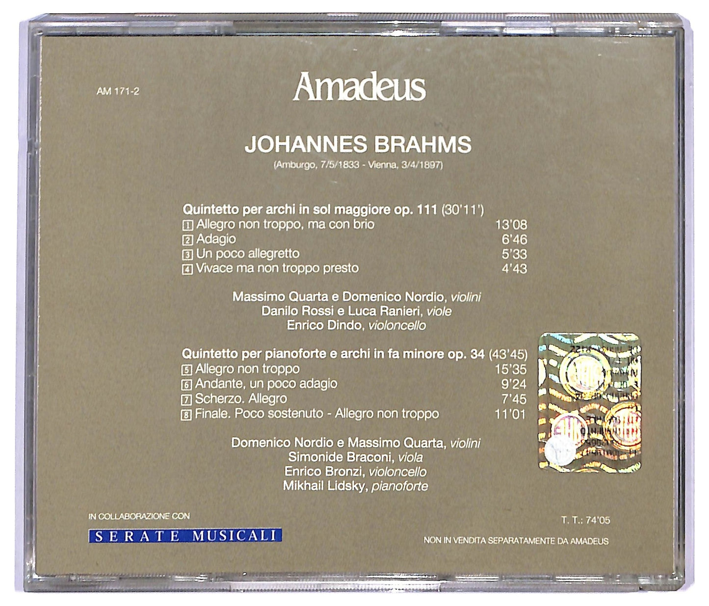 EBOND Brahms - Quintetti op. 34 e op.111 CD CD090060