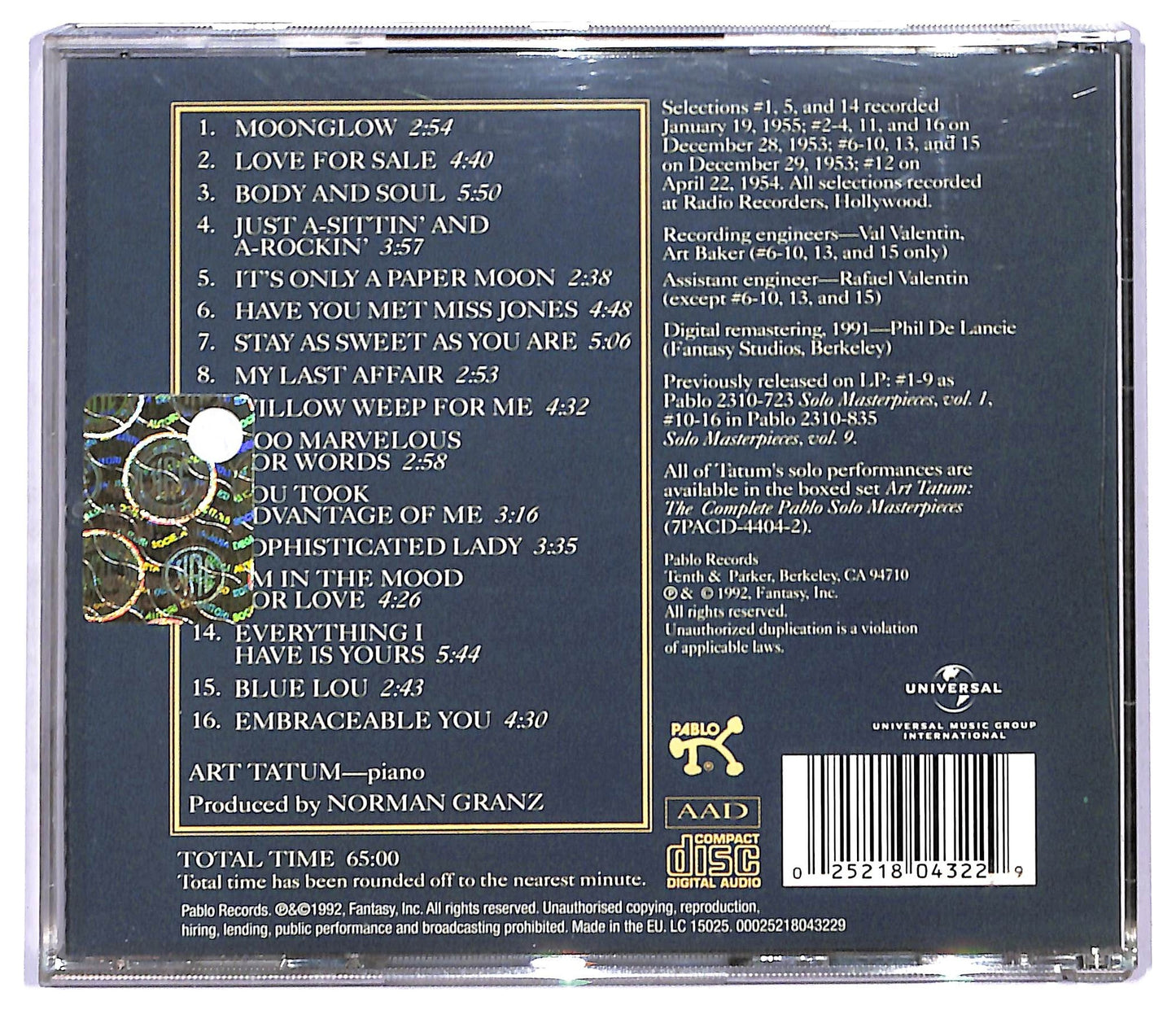 EBOND Art Tatum - The Art Tatum Solo Masterpieces, Volume One CD CD090201