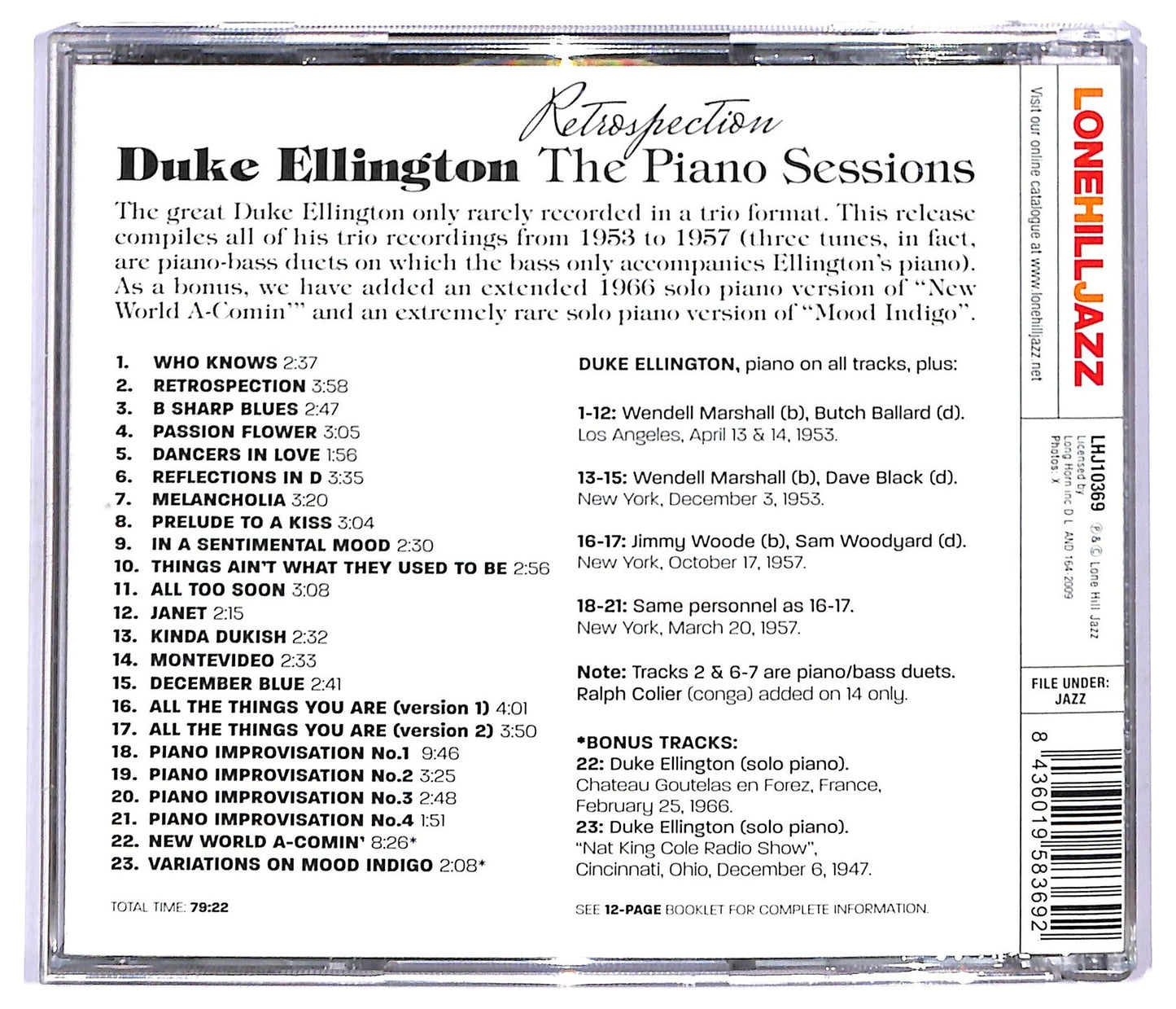 EBOND Duke Ellington - Retrospection: The Piano Sessions CD CD090206
