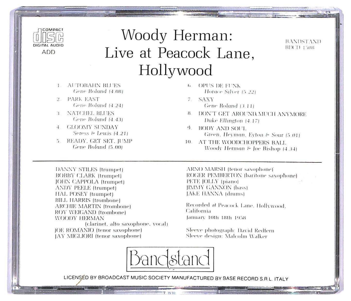 EBOND Woody Herman - Live At Peacock Lane, Hollywood CD CD090211