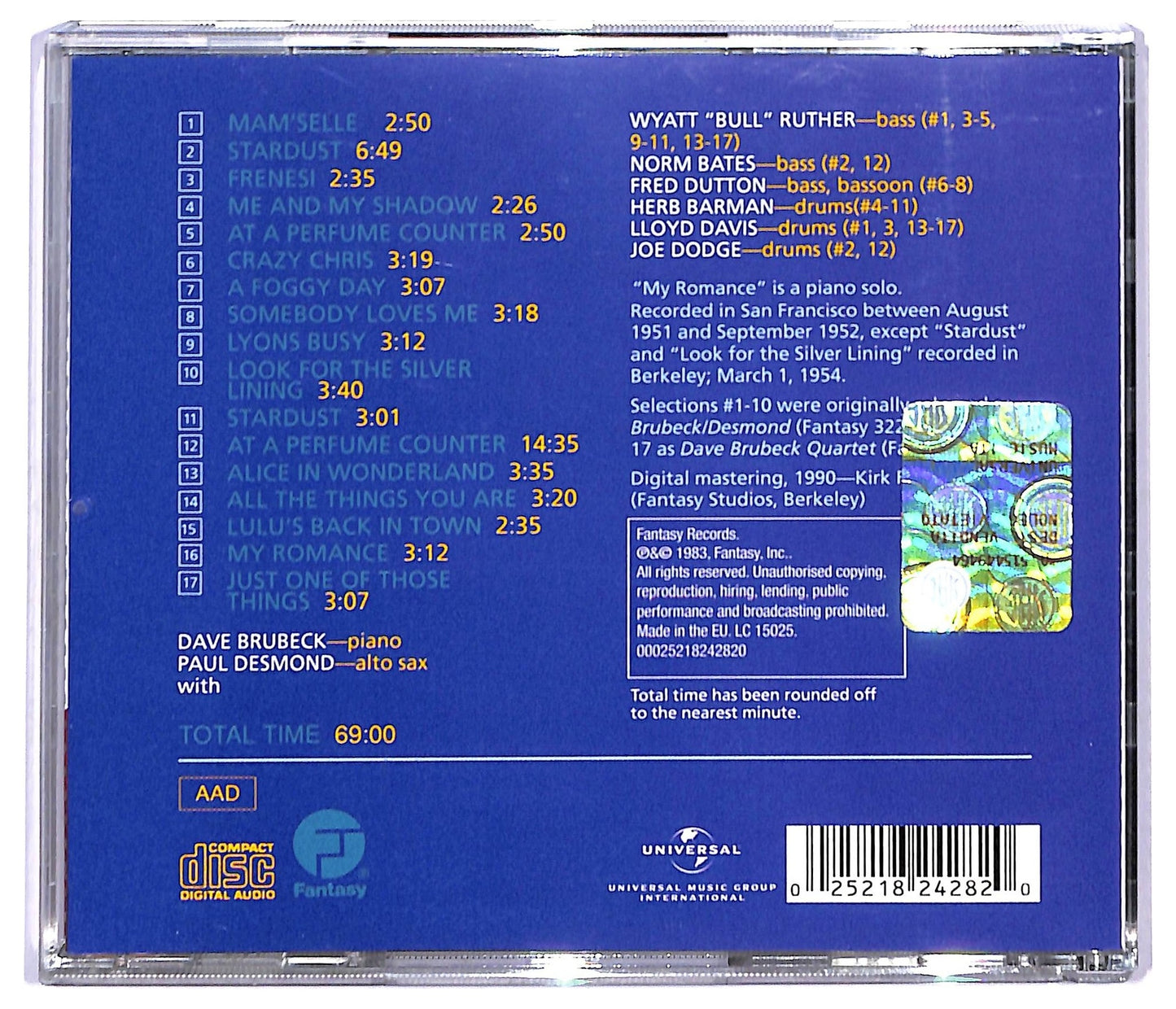 EBOND The Dave Brubeck Quartet Featuring Paul Desmond - Stardust CD CD090222