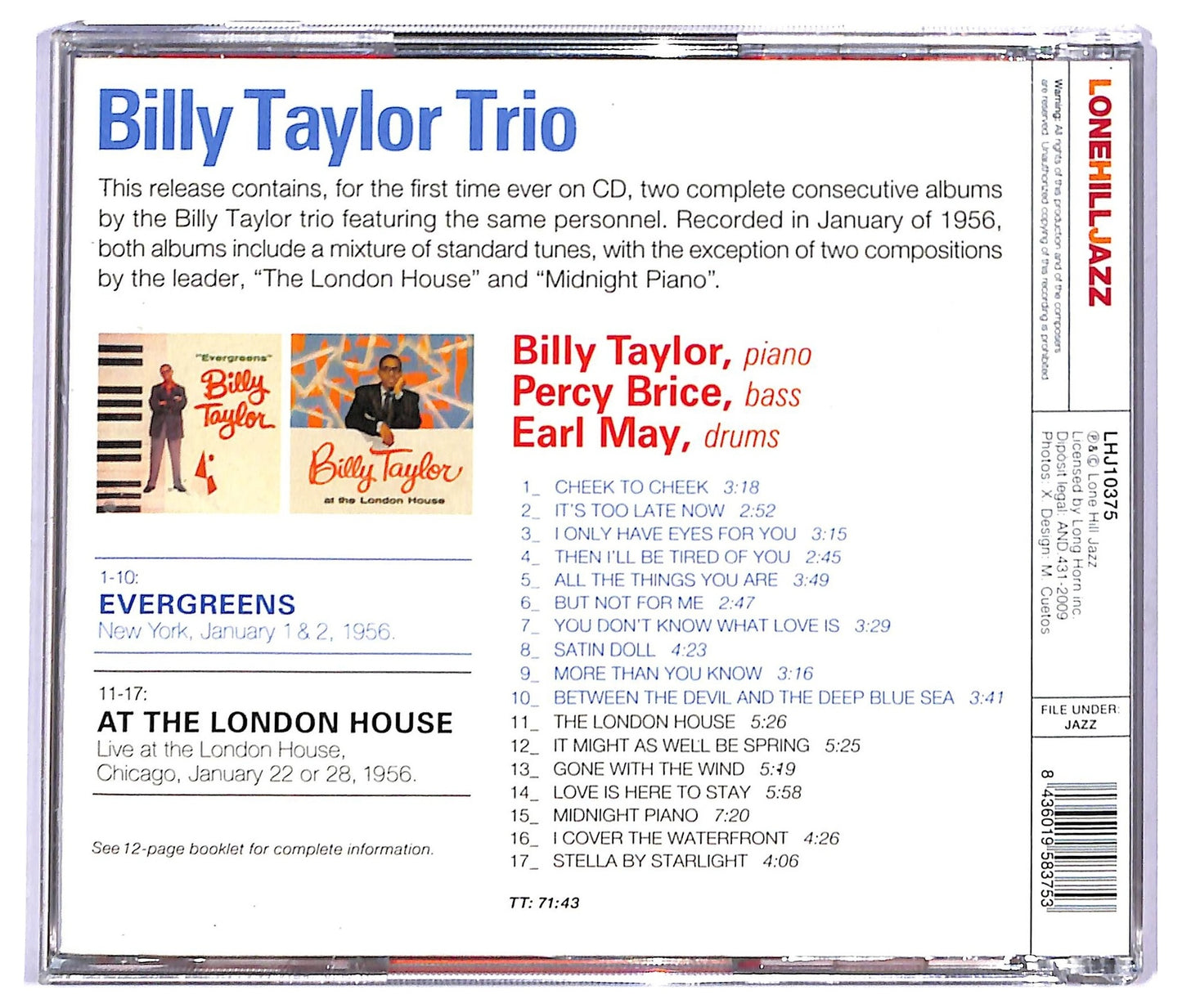 EBOND Barry Harris Trio - Evergreens - at the London House CD CD090227