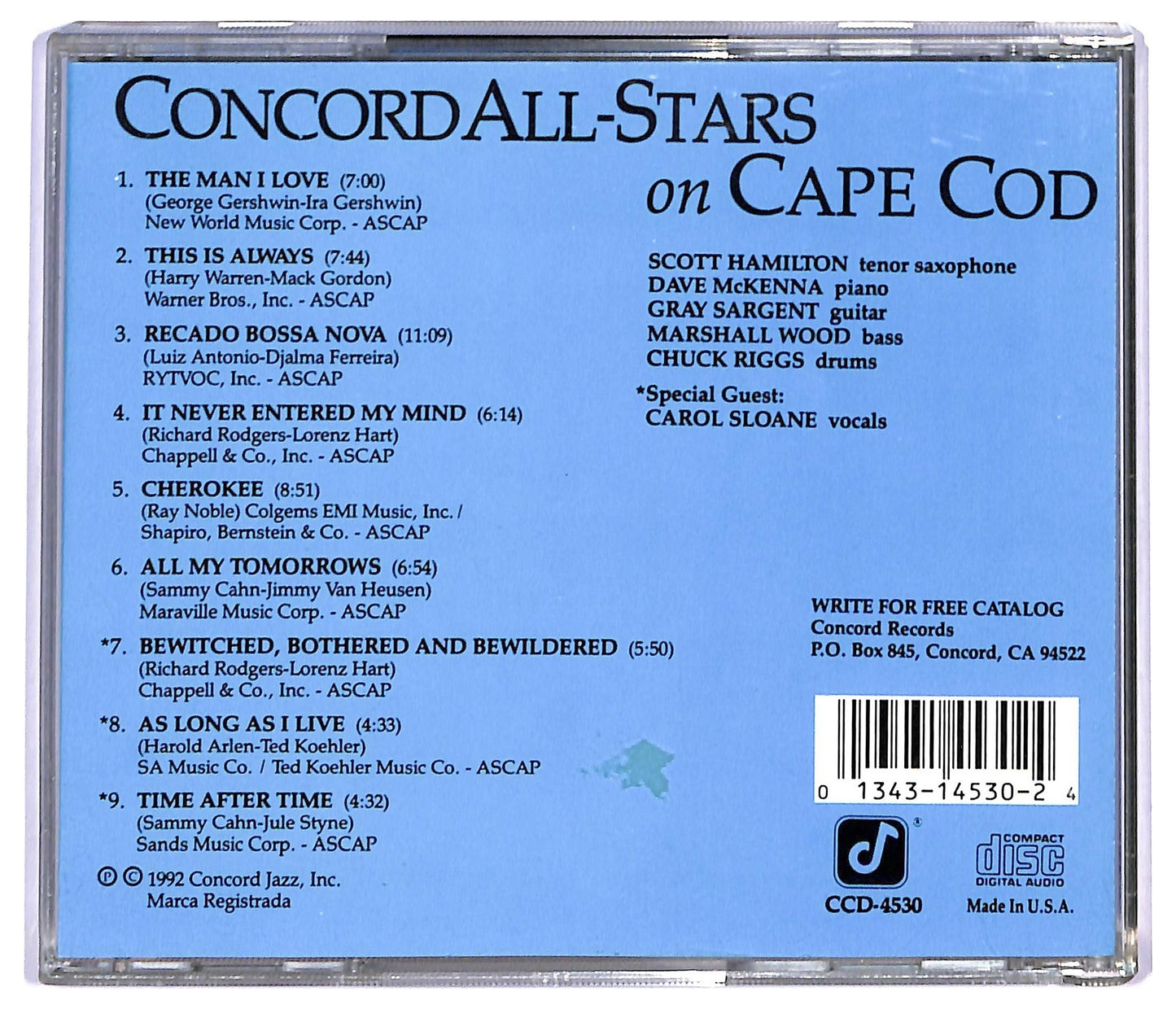 EBOND Concord All-Stars - Concord All-Stars On Cape Cod CD CD090228